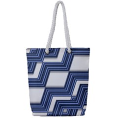 Geometric Fabric Texture Diagonal Full Print Rope Handle Tote (small)