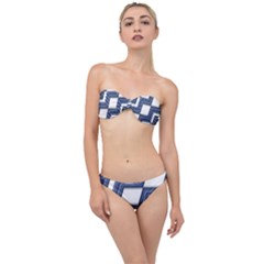 Geometric Fabric Texture Diagonal Classic Bandeau Bikini Set