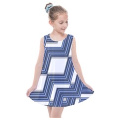 Geometric Fabric Texture Diagonal Kids  Summer Dress by Pakrebo