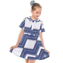 Geometric Fabric Texture Diagonal Kids  Short Sleeve Shirt Dress by Pakrebo