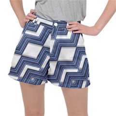 Geometric Fabric Texture Diagonal Stretch Ripstop Shorts