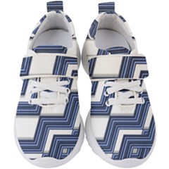 Geometric Fabric Texture Diagonal Kids  Velcro Strap Shoes