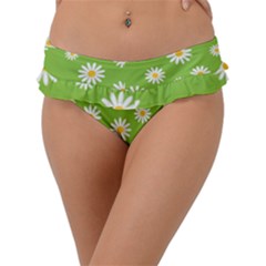 Daisy Flowers Floral Wallpaper Frill Bikini Bottom