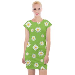 Daisy Flowers Floral Wallpaper Cap Sleeve Bodycon Dress