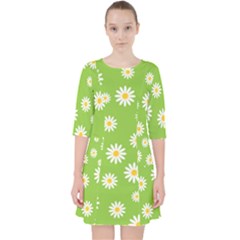 Daisy Flowers Floral Wallpaper Pocket Dress by Pakrebo