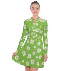 Daisy Flowers Floral Wallpaper Long Sleeve Panel Dress