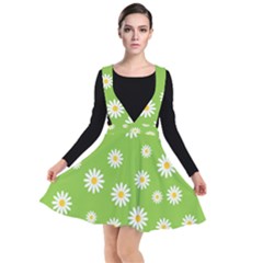 Daisy Flowers Floral Wallpaper Plunge Pinafore Dress