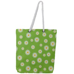 Daisy Flowers Floral Wallpaper Full Print Rope Handle Tote (large)