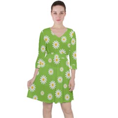 Daisy Flowers Floral Wallpaper Ruffle Dress by Pakrebo