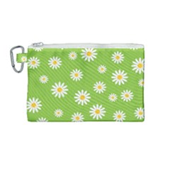 Daisy Flowers Floral Wallpaper Canvas Cosmetic Bag (medium)