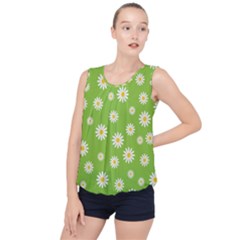 Daisy Flowers Floral Wallpaper Bubble Hem Chiffon Tank Top