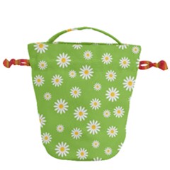 Daisy Flowers Floral Wallpaper Drawstring Bucket Bag by Pakrebo