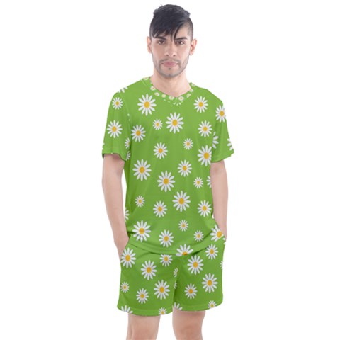 Daisy Flowers Floral Wallpaper Men s Mesh Tee And Shorts Set by Pakrebo