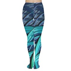 Oceanic Fractal Turquoise Blue Tights by Pakrebo