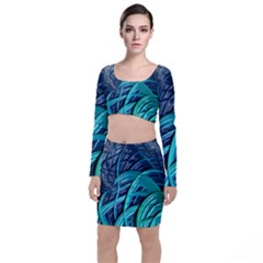 Oceanic Fractal Turquoise Blue Top And Skirt Sets by Pakrebo