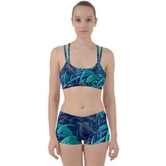 Oceanic Fractal Turquoise Blue Perfect Fit Gym Set by Pakrebo