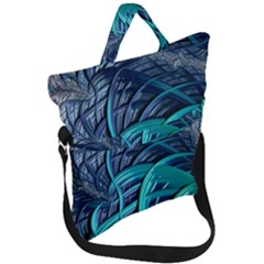 Oceanic Fractal Turquoise Blue Fold Over Handle Tote Bag