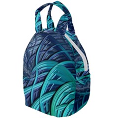 Oceanic Fractal Turquoise Blue Travel Backpacks by Pakrebo