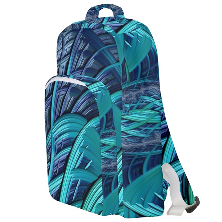 Oceanic Fractal Turquoise Blue Double Compartment Backpack