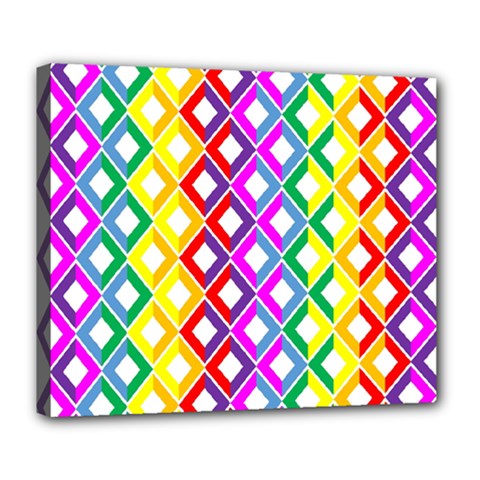 Rainbow Colors Chevron Design Deluxe Canvas 24  X 20  (stretched) by Pakrebo