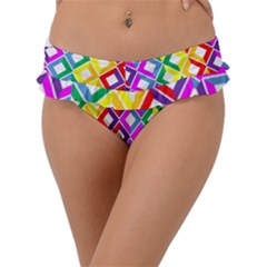 Rainbow Colors Chevron Design Frill Bikini Bottom