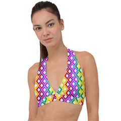 Rainbow Colors Chevron Design Halter Plunge Bikini Top