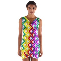 Rainbow Colors Chevron Design Wrap Front Bodycon Dress by Pakrebo