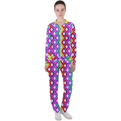 Rainbow Colors Chevron Design Casual Jacket And Pants Set