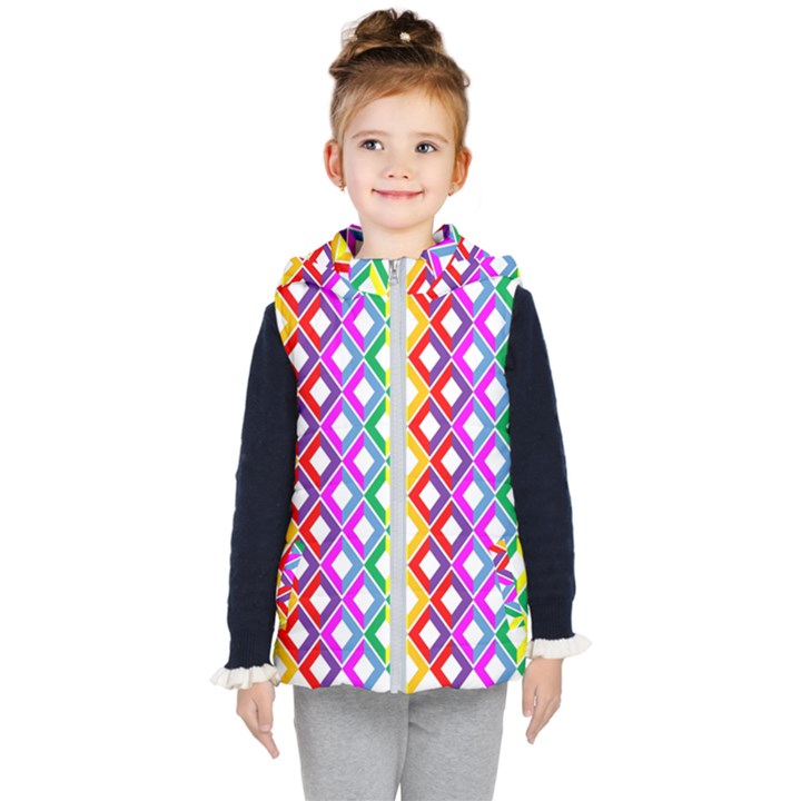 Rainbow Colors Chevron Design Kids  Hooded Puffer Vest