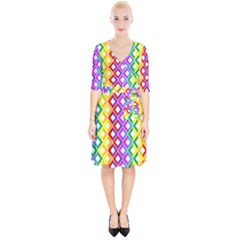 Rainbow Colors Chevron Design Wrap Up Cocktail Dress