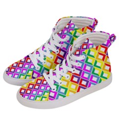 Rainbow Colors Chevron Design Women s Hi-top Skate Sneakers