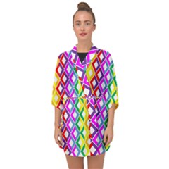 Rainbow Colors Chevron Design Half Sleeve Chiffon Kimono by Pakrebo