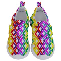 Rainbow Colors Chevron Design Kids  Velcro No Lace Shoes