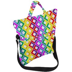 Rainbow Colors Chevron Design Fold Over Handle Tote Bag