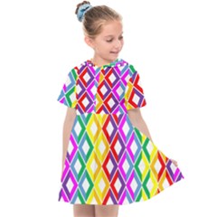 Rainbow Colors Chevron Design Kids  Sailor Dress by Pakrebo