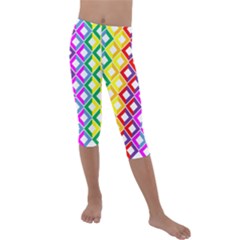 Rainbow Colors Chevron Design Kids  Lightweight Velour Capri Leggings 