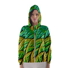 Patterns Green Yellow String Hooded Windbreaker (women) by Pakrebo