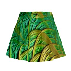 Patterns Green Yellow String Mini Flare Skirt by Pakrebo