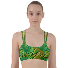 Patterns Green Yellow String Line Them Up Sports Bra by Pakrebo