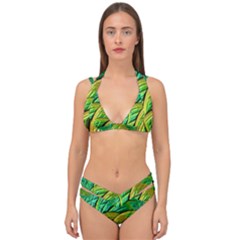 Patterns Green Yellow String Double Strap Halter Bikini Set