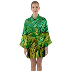 Patterns Green Yellow String Long Sleeve Kimono Robe by Pakrebo