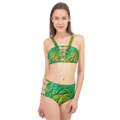 Patterns Green Yellow String Cage Up Bikini Set