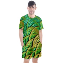 Patterns Green Yellow String Men s Mesh Tee And Shorts Set