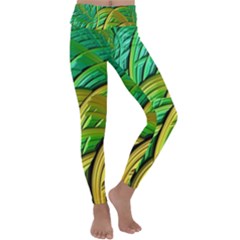 Patterns Green Yellow String Kids  Lightweight Velour Classic Yoga Leggings