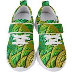 Patterns Green Yellow String Kids  Velcro Strap Shoes