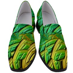 Patterns Green Yellow String Women s Chunky Heel Loafers