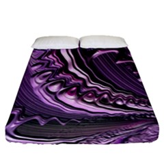 Purple Fractal Flowing Fantasy Fitted Sheet (queen Size) by Pakrebo