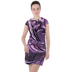 Purple Fractal Flowing Fantasy Drawstring Hooded Dress