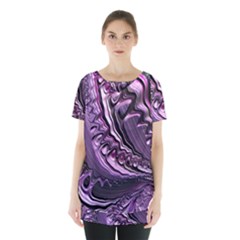 Purple Fractal Flowing Fantasy Skirt Hem Sports Top by Pakrebo