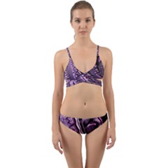 Purple Fractal Flowing Fantasy Wrap Around Bikini Set by Pakrebo